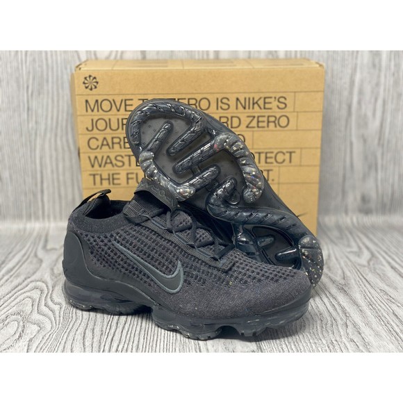 Nike Air Vapormax 2021 Flyknit GS Triple Black All DB1550-001 4Y